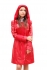 Женский кожаный кардиган красного цвета с капюшоном  glp-1430